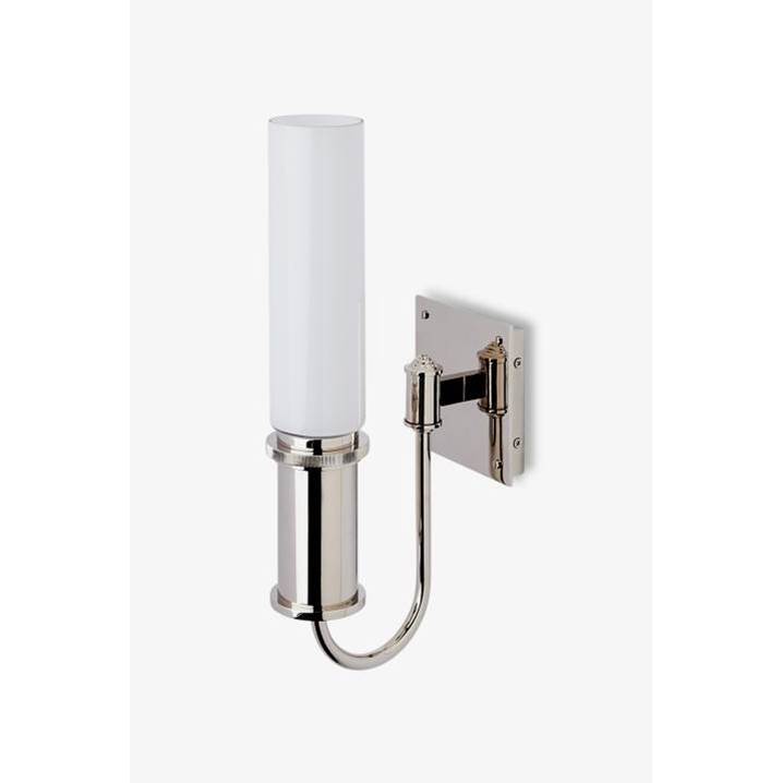 Waterworks Henry Chronos Wall Mounted Single Swing Arm Sconce with Glass Shade in Chrome