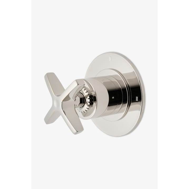 Waterworks Henry Chronos Two Way Diverter Valve Trim for Pressure Balance with Roman Numerals and Cross Handle in Burnished Brass
