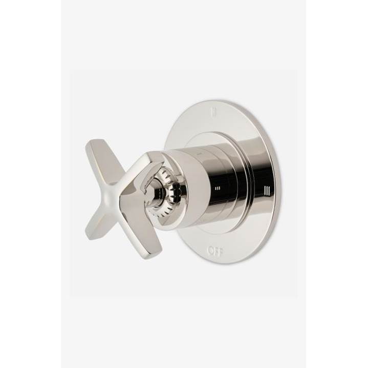 Waterworks Henry Chronos Three Way Diverter Valve Trim for Thermostatic with Roman Numerals and Cross Handle in Gold