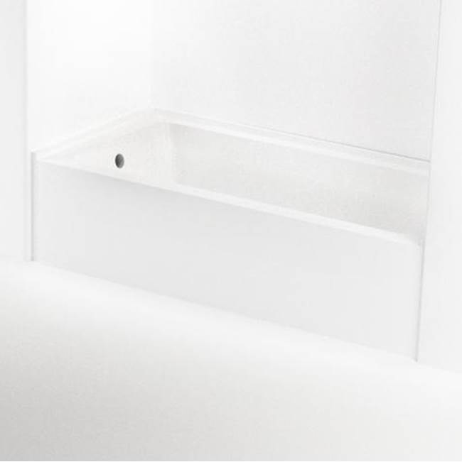 Waterworks Studio DISCONTINUED Durham II 60'' x 32'' x 18'' Apron Acrylic Bathtub in Glossy White with Left Hand Drain and Pop Up Waste & Overflow in Chrome