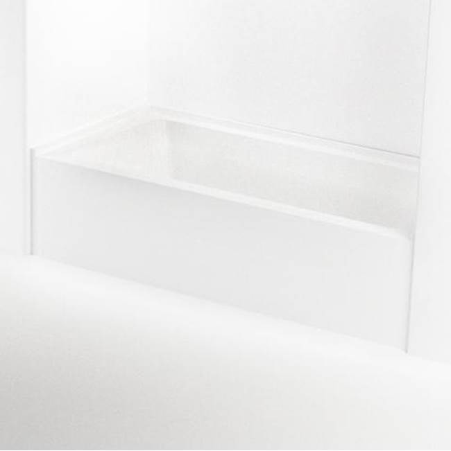 Waterworks Studio DISCONTINUED Durham II 60'' x 32'' x 18'' Apron Acrylic Bathtub in Glossy White with Right Hand Drain and Pop Up Waste & Overflow in Nickel