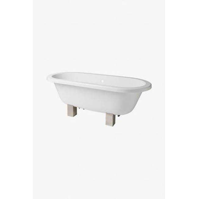 Waterworks Studio Garret 71x31 1/2x26  Freestanding Oval Cast Iron Bathtub with Slip Resistance and Matte Nickel Metal Feet in White