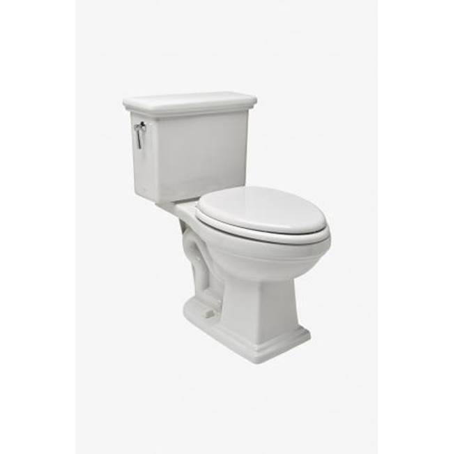 Waterworks Studio Otis Two Piece High Efficiency Elongated Watercloset in Bright White with Slow Close Plastic Seat and Brass Flush Lever
