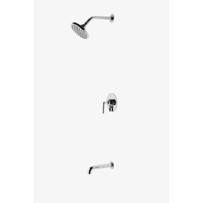 Waterworks Studio Discontinued Flyte Pressure Balance Shower Package with 6'' Rain Shower Head and Tub Spout in Chrome
