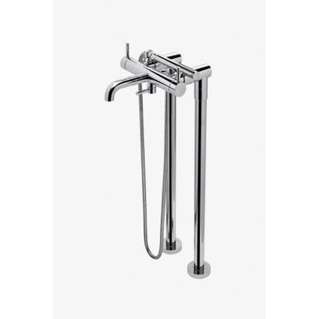 Waterworks Studio COMMERCIAL ONLY Flyte Floor Mounted Exposed Tub Filler with Handshower in 1.5gpm (5.7L/m) and Metal Lever Handles in Antique Brass