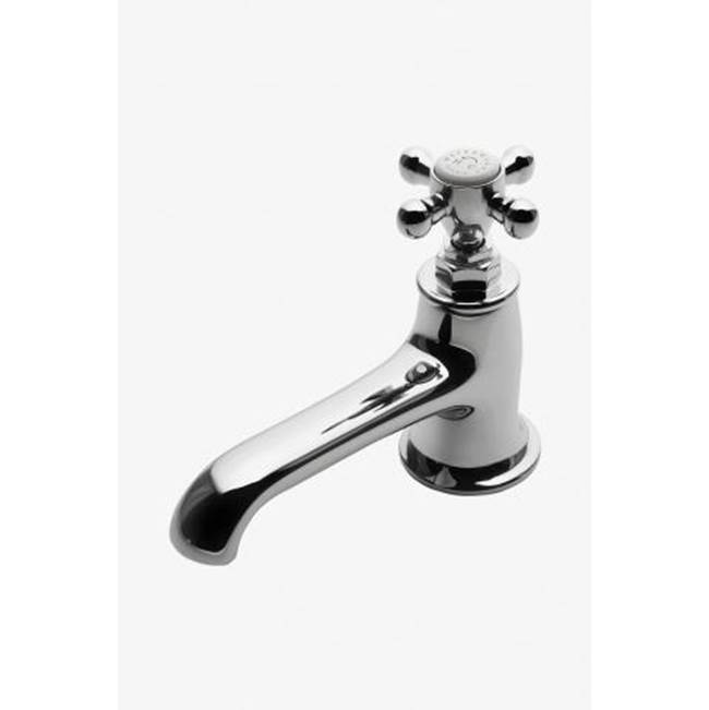 Waterworks Studio Highgate Low Profile One Hole Deck Mounted Lavatory Faucet with Metal Cross Handle in Brass, 1.2gpm