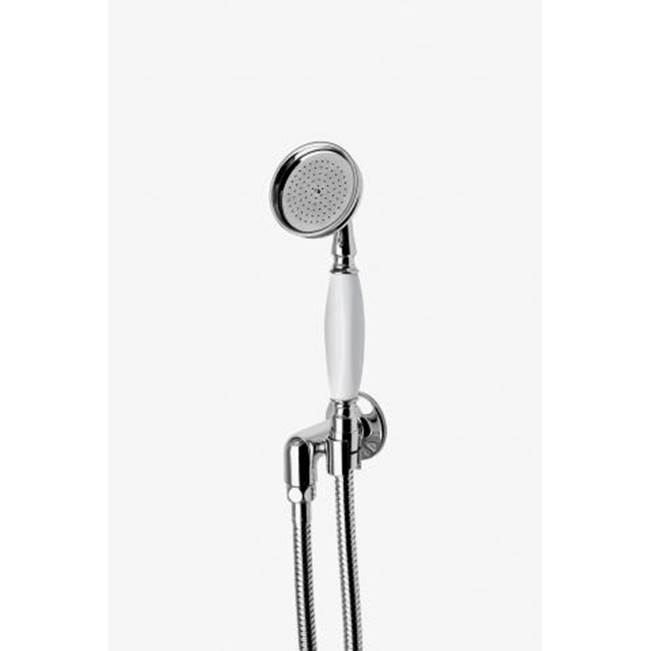 Waterworks Studio COMMERCIAL ONLY Highgate Handshower On Hook with White Handle in Brass, 1.5gpm (5.7L/min)