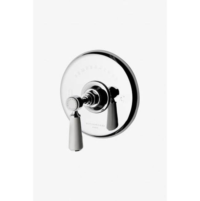 Waterworks Studio COMMERCIAL ONLY Highgate Thermostatic Control Valve Trim with White Porcelain Lever Handle in Matte Nickel