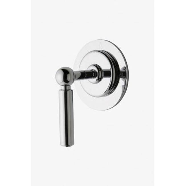 Waterworks Studio COMMERCIAL ONLY Ludlow Two Way Diverter Valve Trim for Pressure Balance with Graphics and Lever Handle in Shiny Dark Nickel PVD