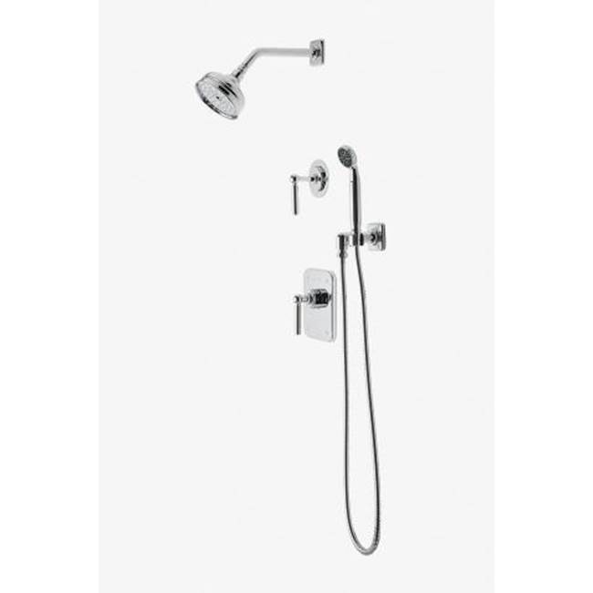 Waterworks Studio Discontinued Ludlow Pressure Balance Shower Package with 5'' Shower Rose, Handshower and Diverter Lever Handle In Chrome