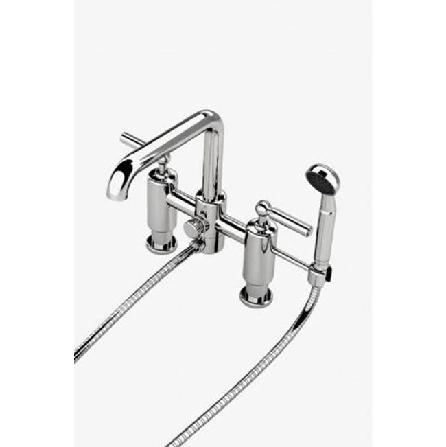 Waterworks Studio Ludlow Deck Mounted Exposed Tub Filler with Handshower and Lever Handles in Matte Gold, 1.75gpm (6.6L/m)