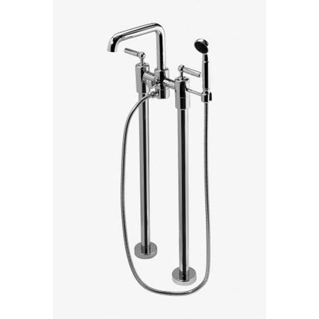 Waterworks Studio Ludlow Freestanding Exposed Tub Filler with 1.75gpm Handshower and Metal Lever Handles in Chrome