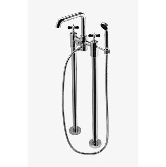 Waterworks Studio Ludlow Freestanding Exposed Tub Filler with 2.0gpm Handshower and Metal Cross Handles in Chrome