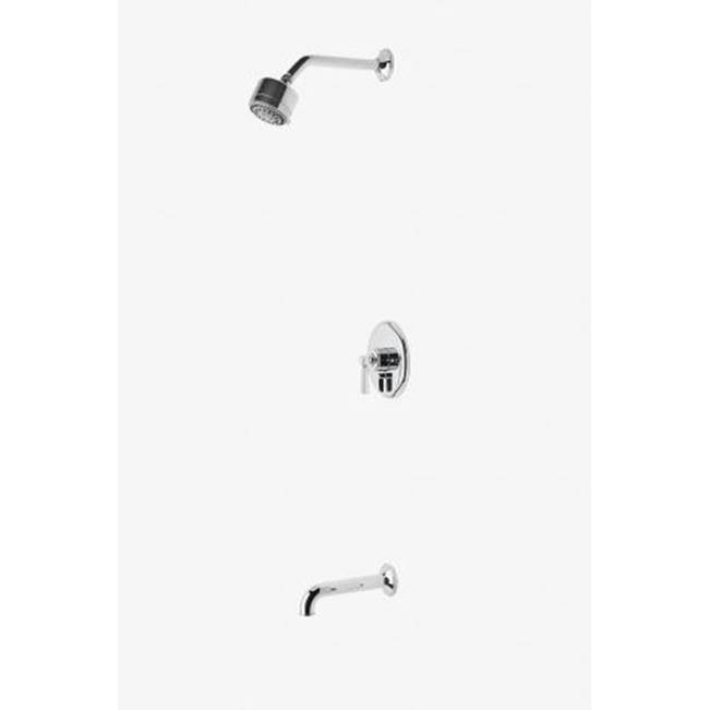 Waterworks Studio Discontinued Roadster Pressure Balance Shower Package with 3 1/4'' Shower Head and Tub Spout in Brass