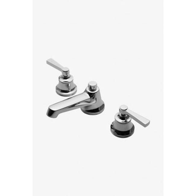 Waterworks Studio COMMERCIAL ONLY Transit Low Profile Three Hole Deck Mounted Lavatory Faucet with Metal Lever Handles in Matte Champagne Gold PVD, 1.2gpm (4.6l/m)
