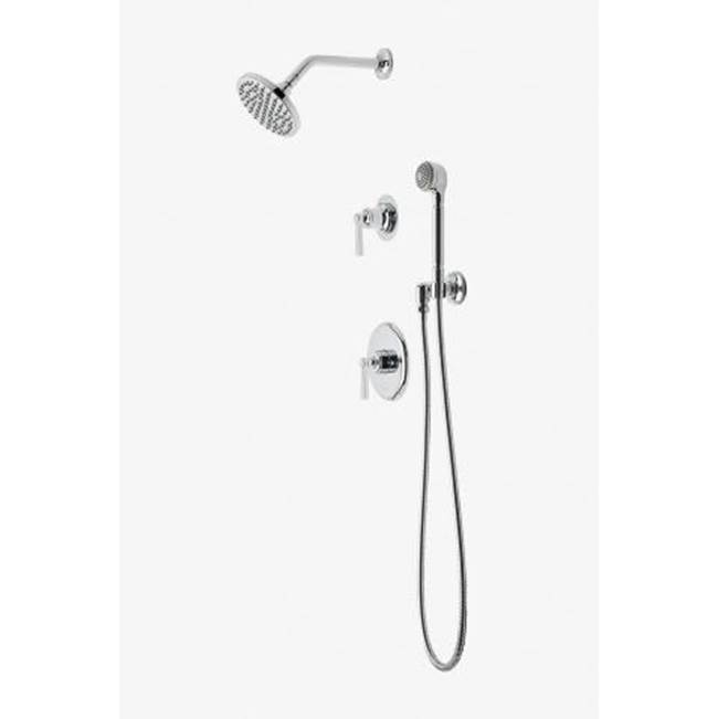 Waterworks Studio Discontinued Transit Pressure Balance Shower Package with 6'' Rain Shower Head, Handshower and Diverter Lever Handle in Chrome