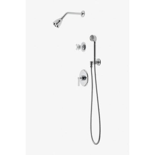 Waterworks Studio Discontinued Transit Pressure Balance Shower Package with 2 3/4'' Head, Handshower and Diverter Cross Handle in Chrome