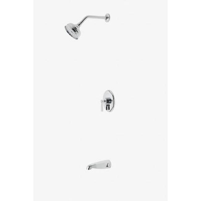 Waterworks Studio Discontinued Transit Pressure Balance Shower Package with 5'' Shower Rose and Tub Spout in Brass