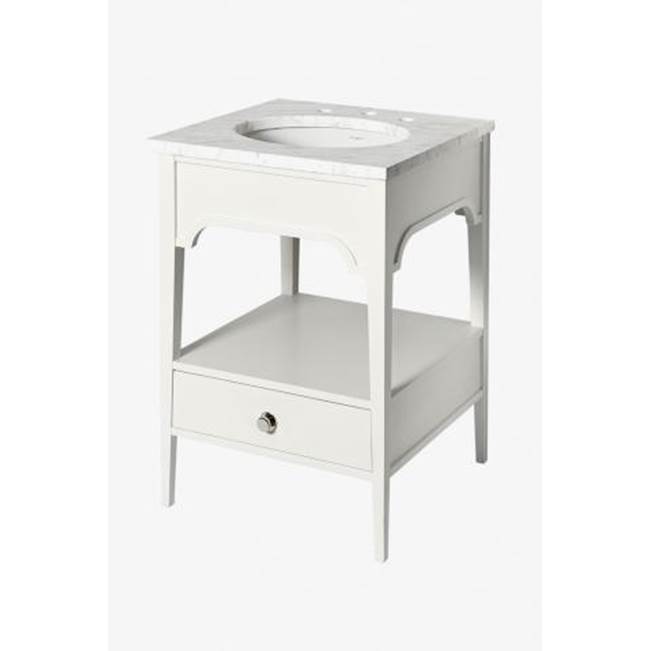 Waterworks Studio DISCONTINUED Oxley Single Vanity 24'' x 23'' x 33 3/4'' in Chalk with Gossamer Honed Slab and Clara Sink