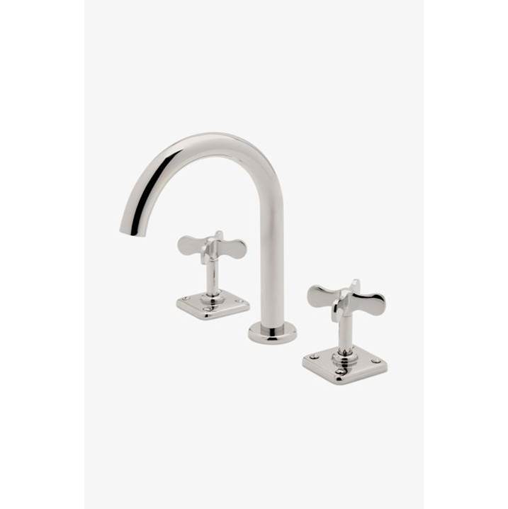Waterworks Studio COMMERCIAL ONLY Ludlow Gooseneck Lavatory Faucet with Cross Handles in Matte Gold PVD, 1.2gpm (4.5L/min)