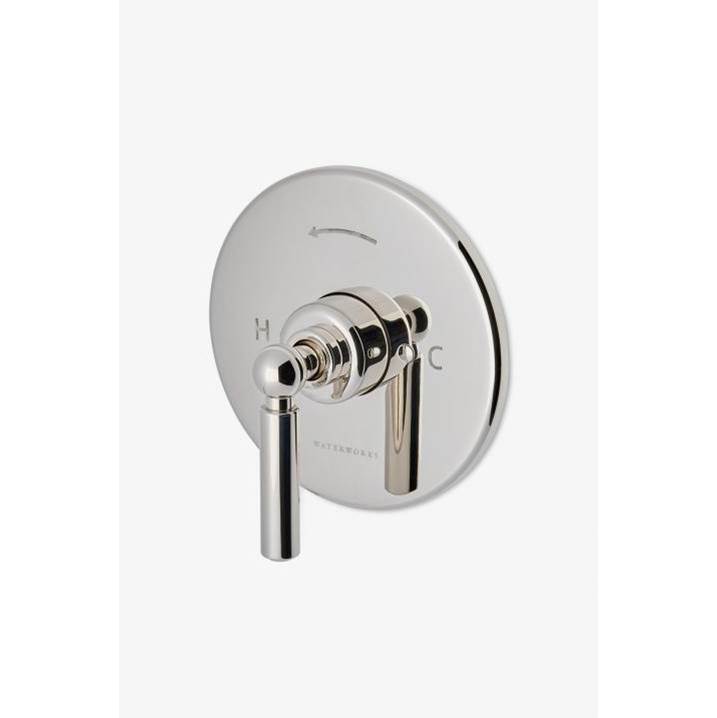 Waterworks Studio COMMERCIAL ONLY Ludlow Volta Pressure Balance Control Valve Trim with Lever Handle in Shiny Dark Nickel PVD