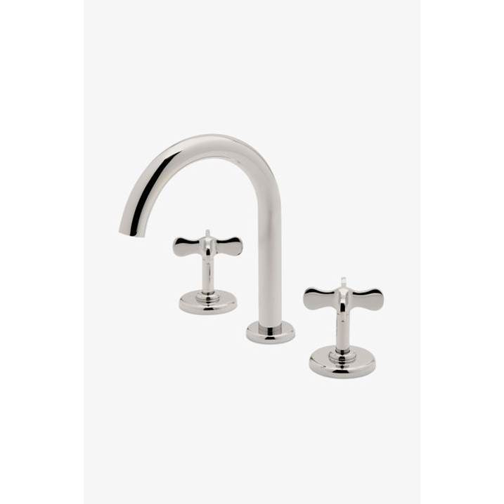 Waterworks Studio COMMERCIAL ONLY Ludlow Volta Gooseneck Lavatory Faucet with Cross Handles in Matte Chrome, 1.2gpm (4.5L/m)