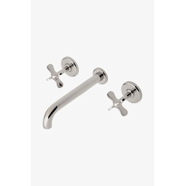 Waterworks Studio COMMERCIAL ONLY Ludlow Volta Wall Mounted Lavatory Faucet with Cross Handles in Matte Gold PVD, 1.2gpm (4.5L/m)