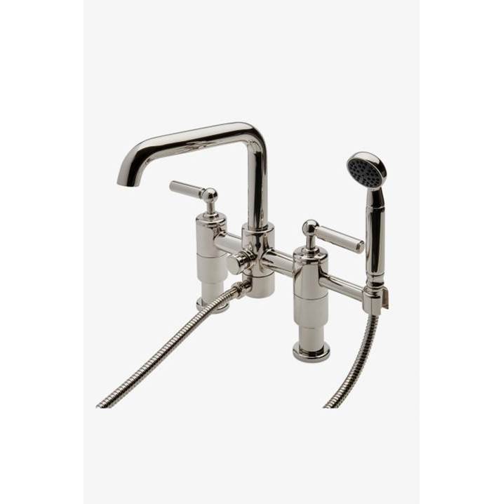Waterworks Studio COMMERCIAL ONLY Ludlow Deck Mounted Exposed Tub Filler with Handshower and Lever Handles in Matte Nickel, 1.5gpm (5.7L/m)