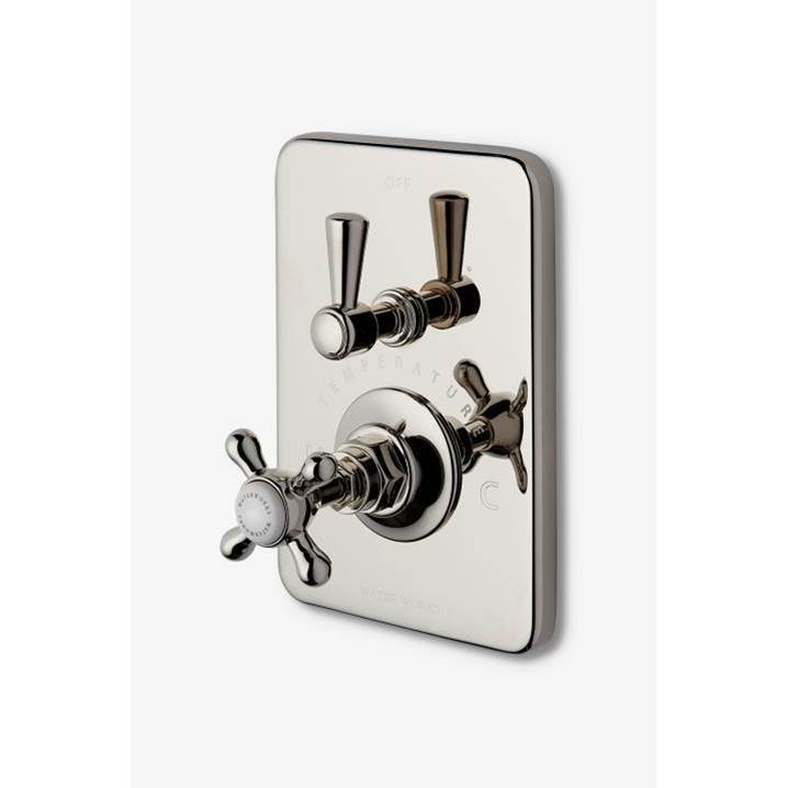 Waterworks Studio COMMERCIAL ONLY Highgate Integrated Thermostatic and Diverter Trim with Cross Handle in Matte Brown