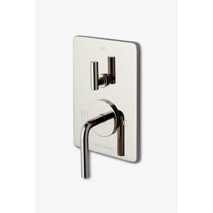 Waterworks Studio Flyte Integrated Thermostatic and Diverter Trim with Lever Handle in Matte Black