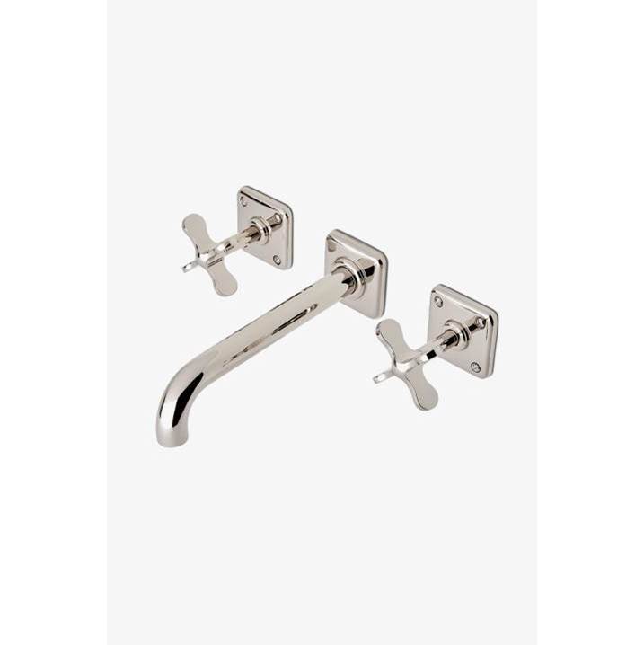 Waterworks Studio COMMERCIAL ONLY Ludlow Wall Mounted Lavatory Faucet with Cross Handles in Burnished Brass PVD, 1.2gpm (4.5L/m)